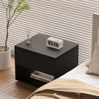 Modern Minimalist Cubic Square Medium Density Fiberboard Acrylic Nightstand 1 - Drawer For Bedroom