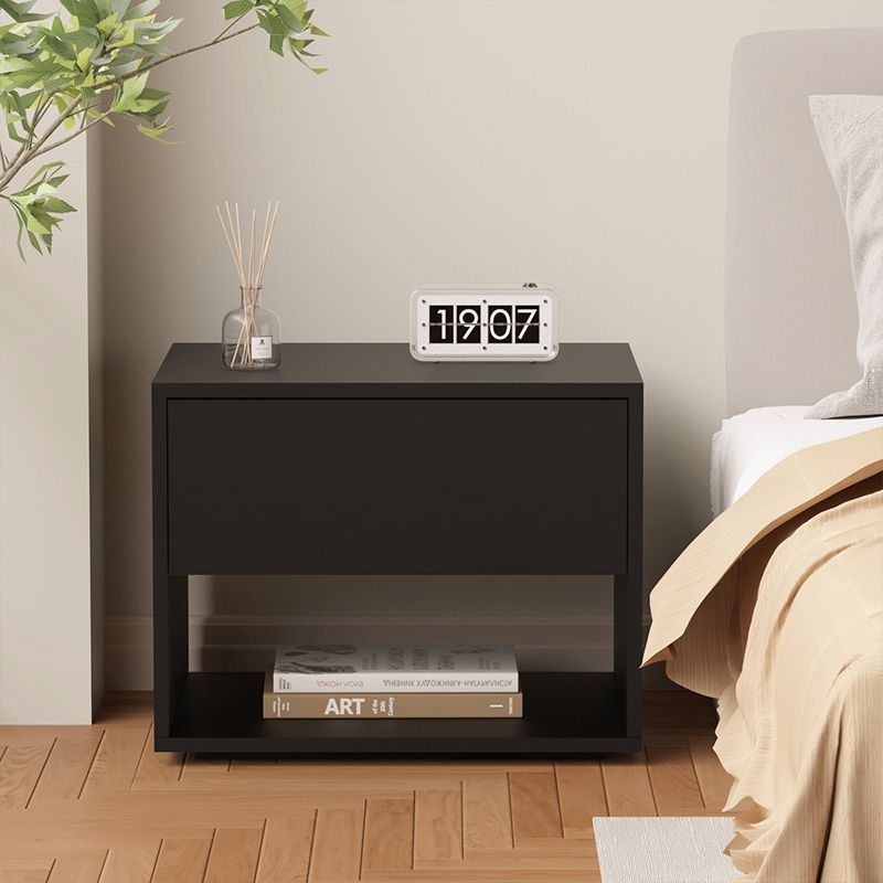 Modern Minimalist Cubic Square Medium Density Fiberboard Acrylic Nightstand 1 - Drawer For Bedroom