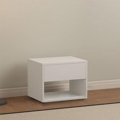 Modern Minimalist Cubic Square Medium Density Fiberboard Acrylic Nightstand 1 - Drawer For Bedroom