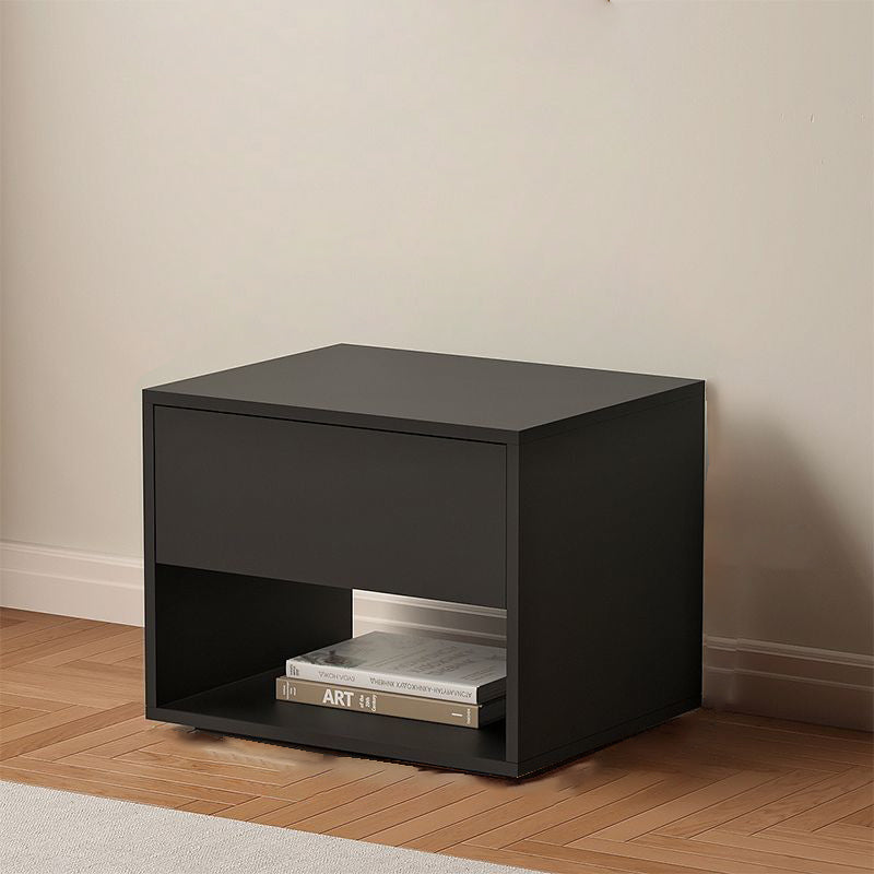 Modern Minimalist Cubic Square Medium Density Fiberboard Acrylic Nightstand 1 - Drawer For Bedroom