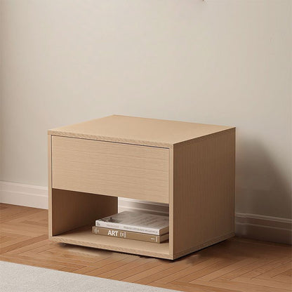 Modern Minimalist Cubic Square Medium Density Fiberboard Acrylic Nightstand 1 - Drawer For Bedroom
