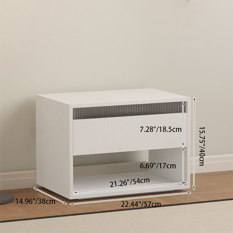 Modern Minimalist Cubic Square Medium Density Fiberboard Acrylic Nightstand 1 - Drawer For Bedroom