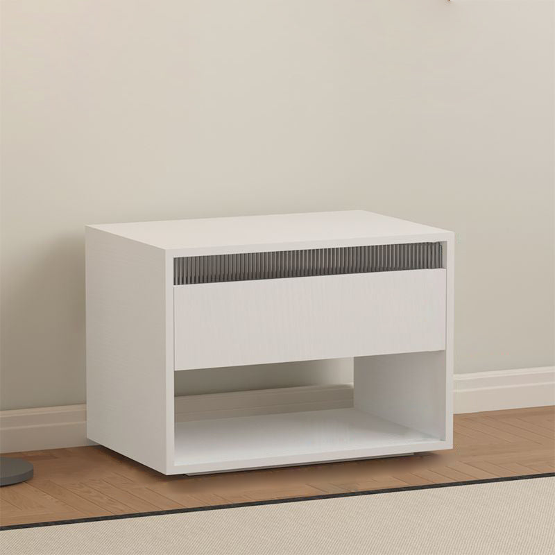 Modern Minimalist Cubic Square Medium Density Fiberboard Acrylic Nightstand 1 - Drawer For Bedroom