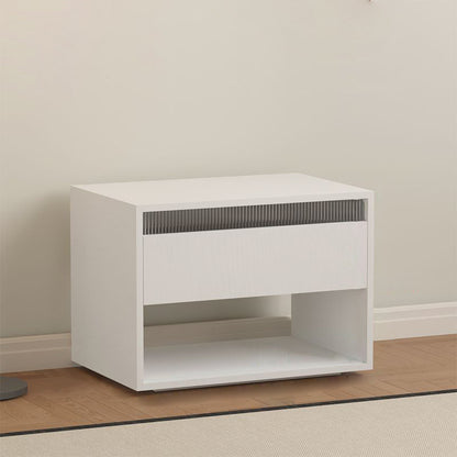 Modern Minimalist Cubic Square Medium Density Fiberboard Acrylic Nightstand 1 - Drawer For Bedroom