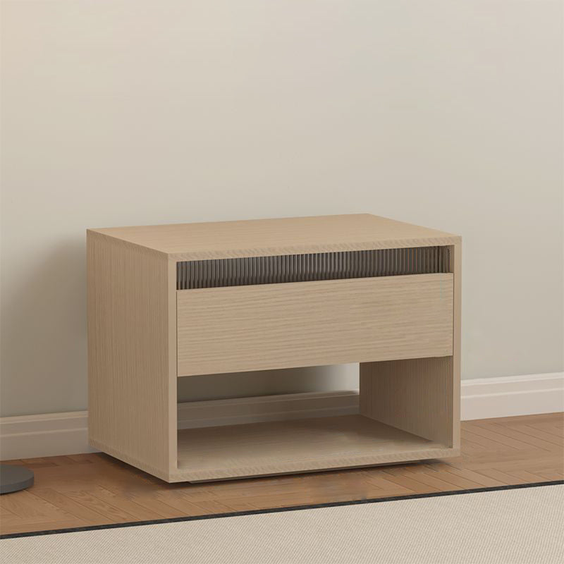 Modern Minimalist Cubic Square Medium Density Fiberboard Acrylic Nightstand 1 - Drawer For Bedroom