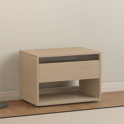 Modern Minimalist Cubic Square Medium Density Fiberboard Acrylic Nightstand 1 - Drawer For Bedroom