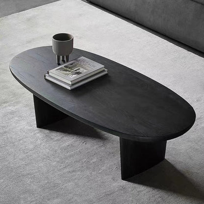 Contemporary Scandinavian Oval Pine Coffee Table 2-Leg For Living Room