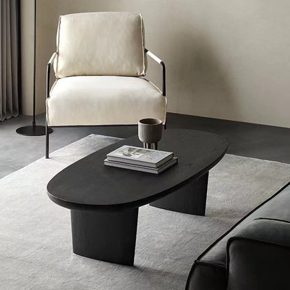 Contemporary Scandinavian Oval Pine Coffee Table 2-Leg For Living Room