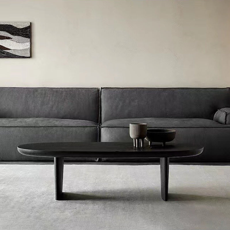 Contemporary Scandinavian Oval Pine Coffee Table 2-Leg For Living Room