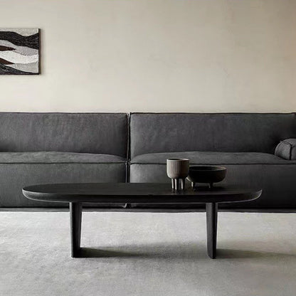 Contemporary Scandinavian Oval Pine Coffee Table 2-Leg For Living Room