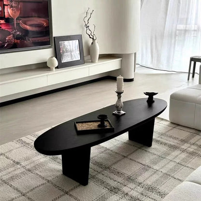 Contemporary Scandinavian Oval Pine Coffee Table 2-Leg For Living Room