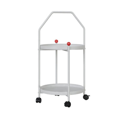 Modern Minimalist Movable Round Iron Side Table 2-Tier For Living Room