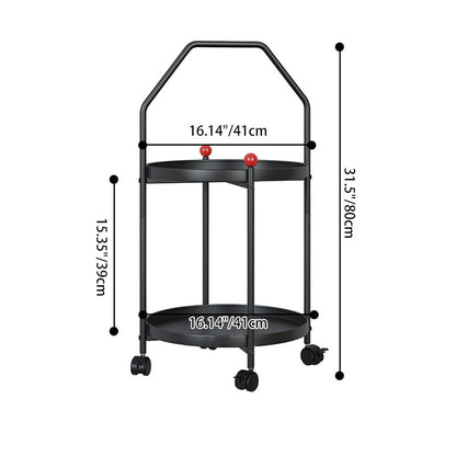 Modern Minimalist Movable Round Iron Side Table 2-Tier For Living Room