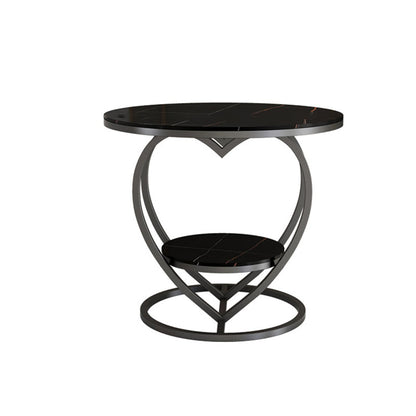 Contemporary Creative Round Heart Shaped Iron Marble Side Table 2 - Tier For Living Room