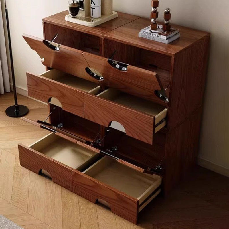 Traditional Vintage Square Hardware Solid Wood Stainless Steel Storage Cabinet 2-Drawer For Bedroom