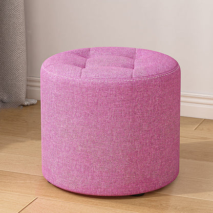 Modern Minimalist Round Solid Wood Cotton Linen Sponge Low Stool Backless Armless For Living Room