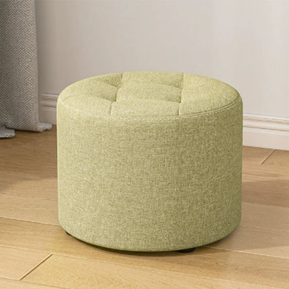 Modern Minimalist Round Solid Wood Cotton Linen Sponge Low Stool Backless Armless For Living Room