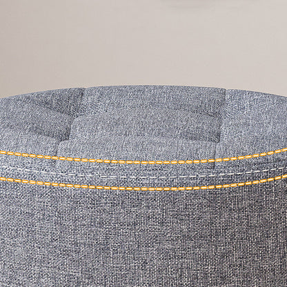 Modern Minimalist Round Solid Wood Cotton Linen Sponge Low Stool Backless Armless For Living Room