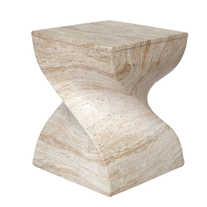 Contemporary Creative Square Spiral Magnesium Oxide Side Table 1-Tier For Living Room