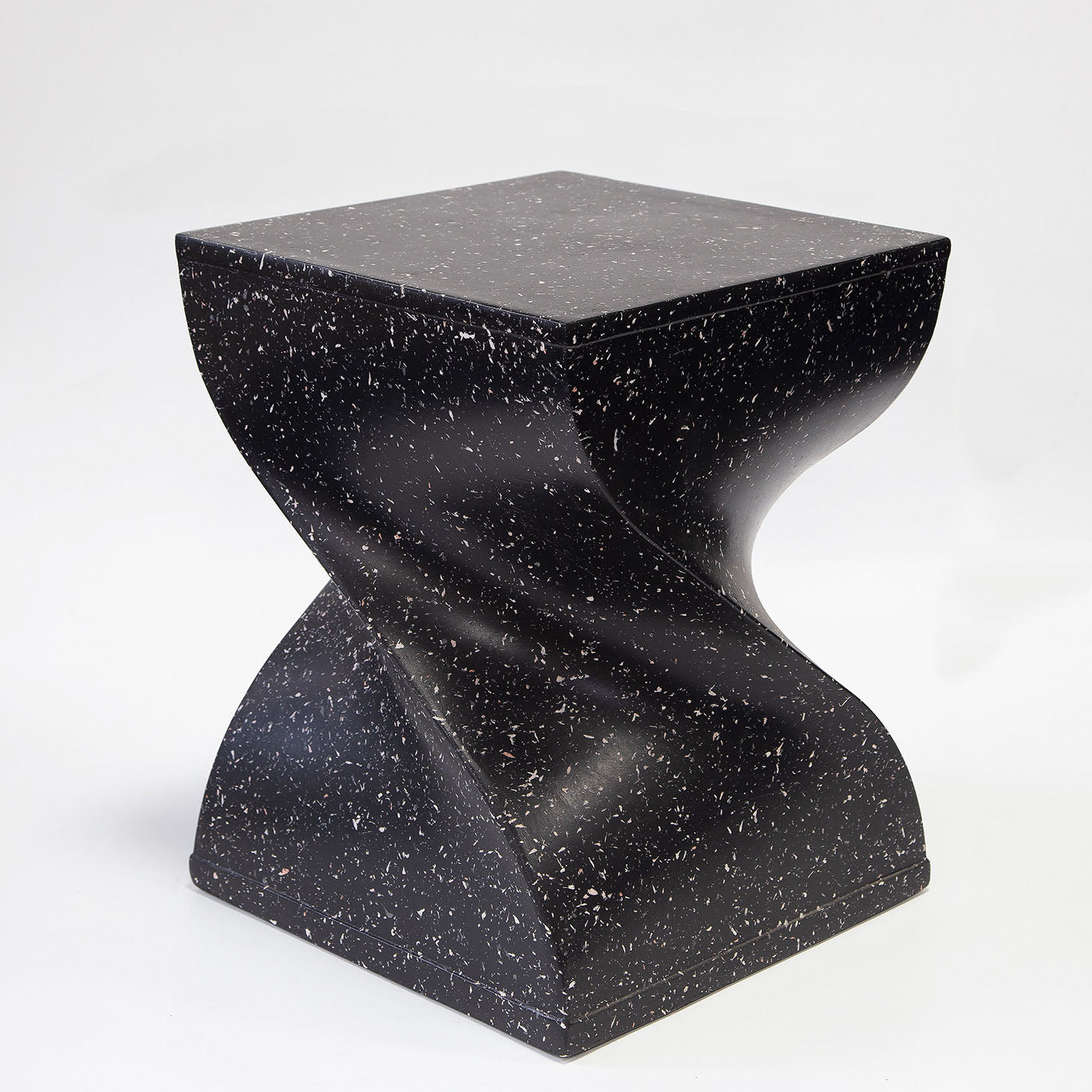 Contemporary Creative Square Spiral Magnesium Oxide Side Table 1-Tier For Living Room