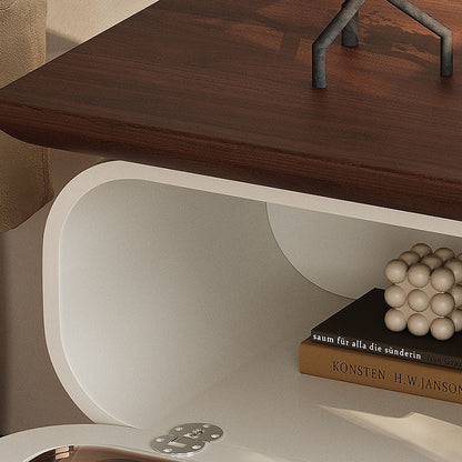 Modern Minimalist Square Solid Wood Glass Nightstand 2-Drawer For Bedroom
