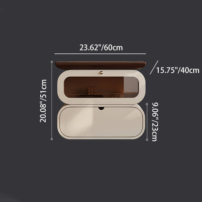 Modern Minimalist Square Solid Wood Glass Nightstand 2-Drawer For Bedroom