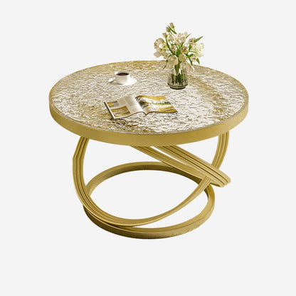 Contemporary Nordic Round Iron Glass Coffee Table 1-Tier For Living Room