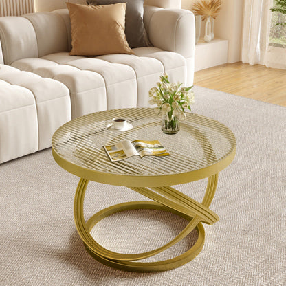 Contemporary Nordic Round Iron Glass Coffee Table 1-Tier For Living Room