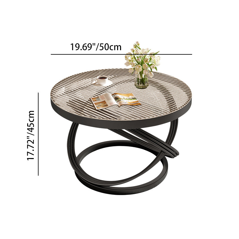 Contemporary Nordic Round Iron Glass Coffee Table 1-Tier For Living Room