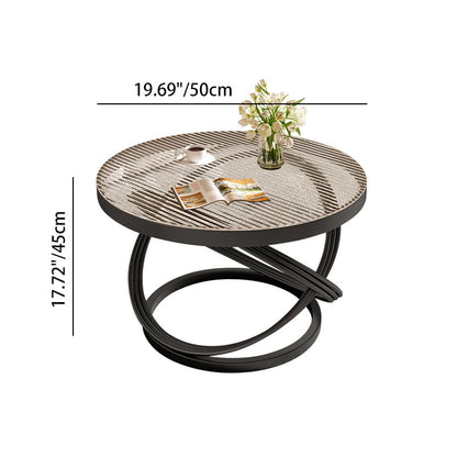 Contemporary Nordic Round Iron Glass Coffee Table 1-Tier For Living Room