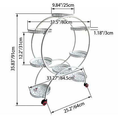 Modern Minimalist Movable Round Ferris Wheel-Shaped Iron Display Rack 4/6/8-Tray For Balcony