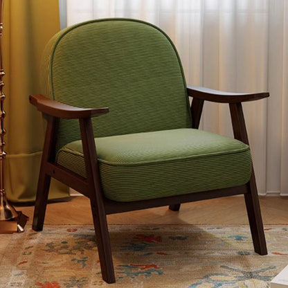 Contemporary Nordic Soft Curved Arc Rubberwood Corduroy Cat Scratching Leather Sponge Accent Chair Backrest Armrest For Bedroom