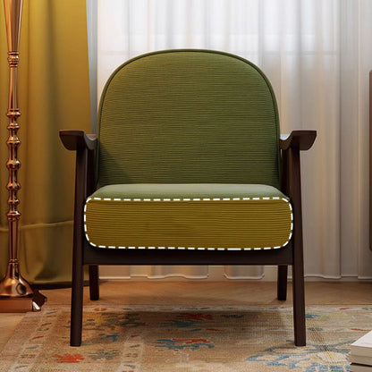 Contemporary Nordic Soft Curved Arc Rubberwood Corduroy Cat Scratching Leather Sponge Accent Chair Backrest Armrest For Bedroom