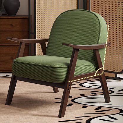 Contemporary Nordic Soft Curved Arc Rubberwood Corduroy Cat Scratching Leather Sponge Accent Chair Backrest Armrest For Bedroom