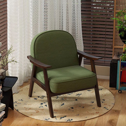 Contemporary Nordic Soft Curved Arc Rubberwood Corduroy Cat Scratching Leather Sponge Accent Chair Backrest Armrest For Bedroom