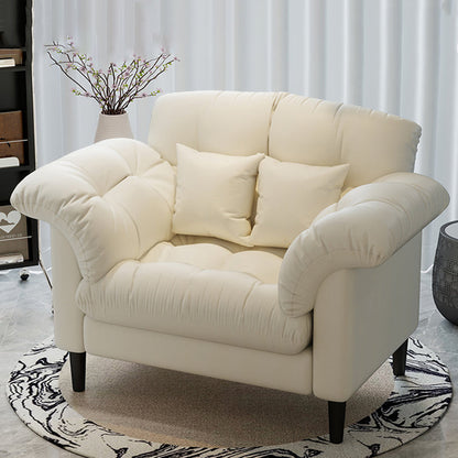 Contemporary Nordic Soft Fluffy Camellia Cat Scratching Leather Sherpa Fabric Foam Sponge Plush Cotton Solid Wood Multi-Layer Board Steel Detachable Accent Chair Backrest Armrest For Bedroom