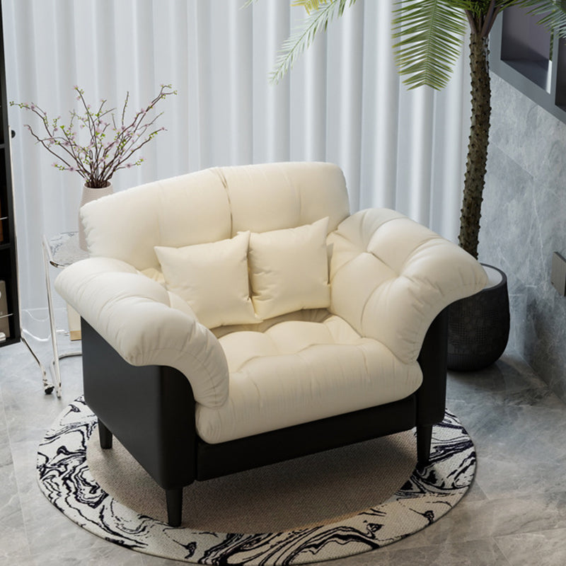 Contemporary Nordic Soft Fluffy Camellia Cat Scratching Leather Sherpa Fabric Foam Sponge Plush Cotton Solid Wood Multi-Layer Board Steel Detachable Accent Chair Backrest Armrest For Bedroom
