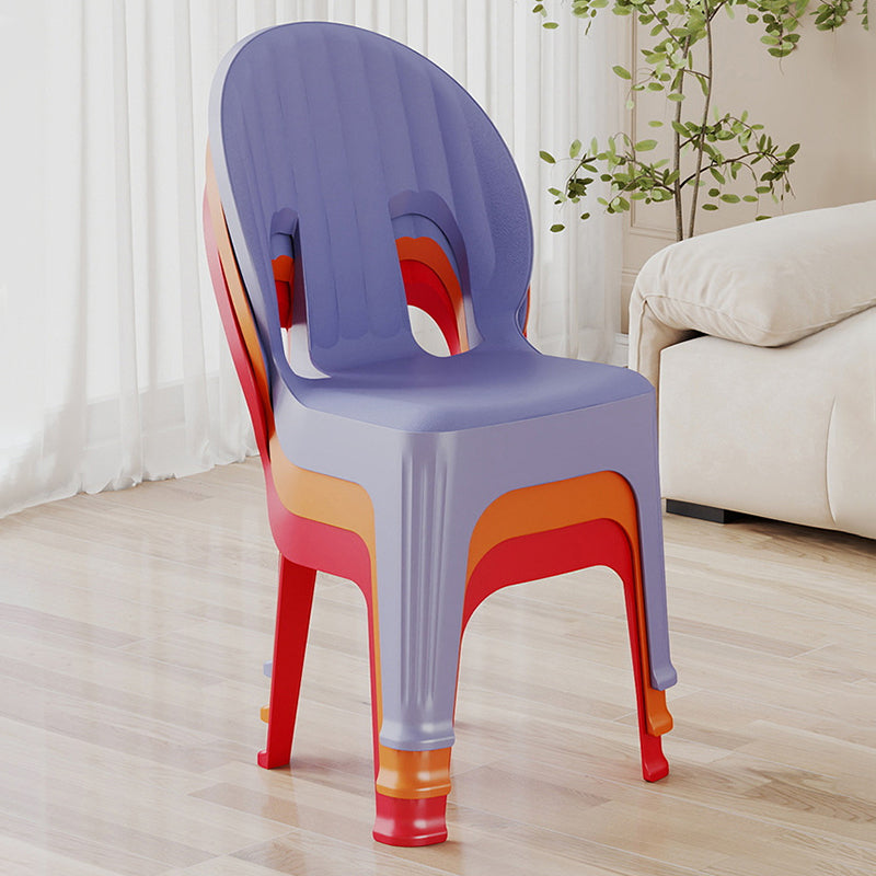 Contemporary Creative Shell-Shaped PP Plastic Stackable Kids Dining Chair Backrest Armless For Dining Room & Kitchen
