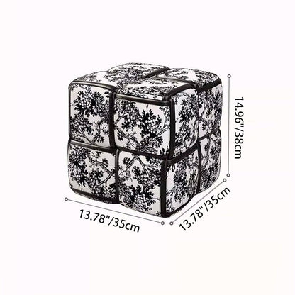Modern Minimalist Square Wood Flannelette Faux Leather Sponge Low Stool Backless Armless For Living Room