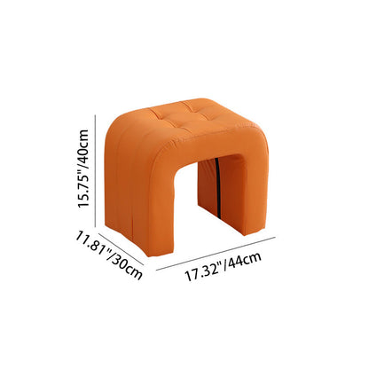 Contemporary Scandinavian Round Arch Solid Wood & Plywood Cat Scratching Leather Sponge Vanity Stool Backless Armless For Bedroom