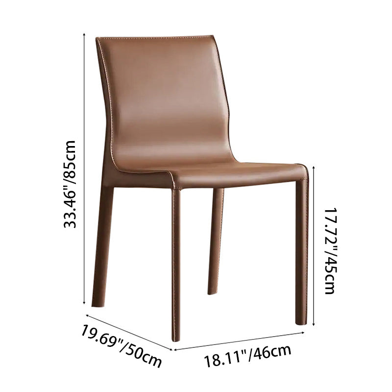 Contemporary Scandinavian Rectangular Carbon Steel Saddle Leather Sponge Dining Chair Backrest Armless For Dining Room