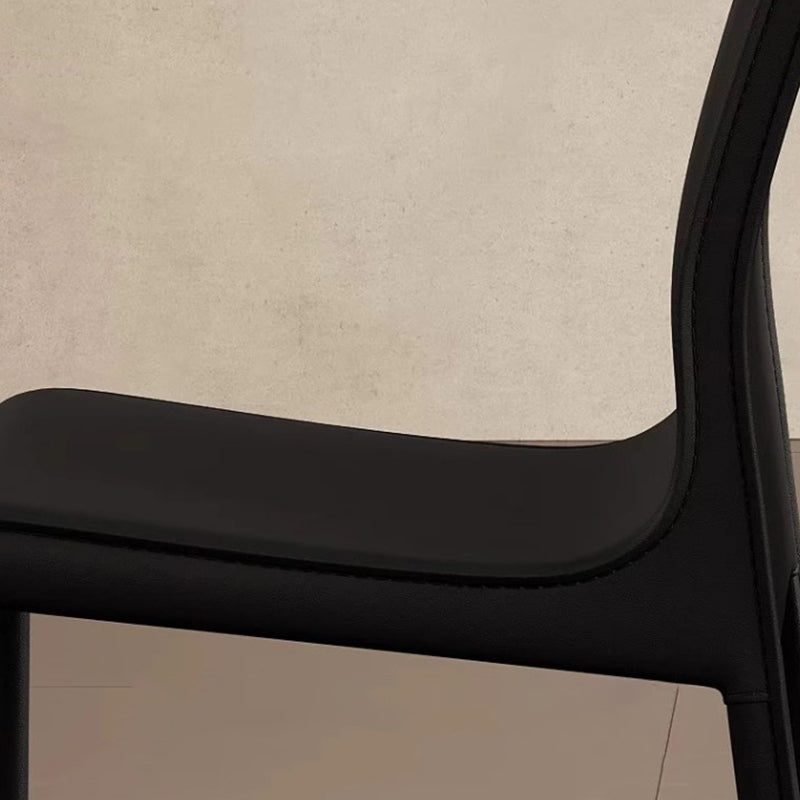 Contemporary Scandinavian Rectangular Carbon Steel Saddle Leather Sponge Dining Chair Backrest Armless For Dining Room