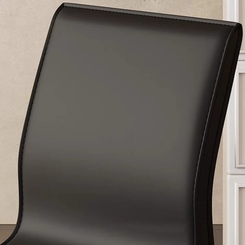 Contemporary Scandinavian Rectangular Carbon Steel Saddle Leather Sponge Dining Chair Backrest Armless For Dining Room