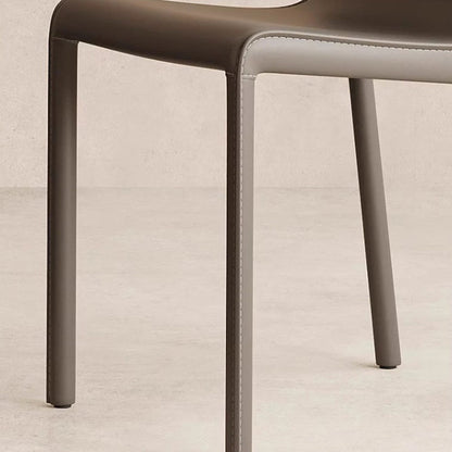 Contemporary Scandinavian Rectangular Carbon Steel Saddle Leather Sponge Dining Chair Backrest Armless For Dining Room