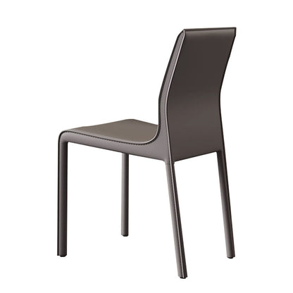 Contemporary Scandinavian Rectangular Carbon Steel Saddle Leather Sponge Dining Chair Backrest Armless For Dining Room