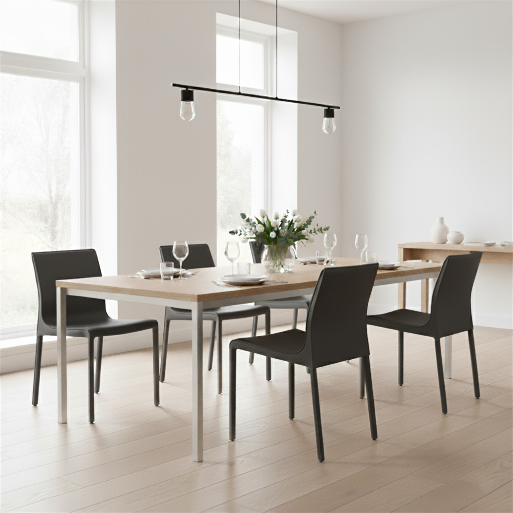 Contemporary Scandinavian Rectangular Carbon Steel Saddle Leather Sponge Dining Chair Backrest Armless For Dining Room