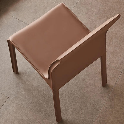 Contemporary Scandinavian Rectangular Carbon Steel Saddle Leather Sponge Dining Chair Backrest Armless For Dining Room