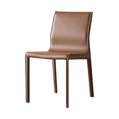 Contemporary Scandinavian Rectangular Carbon Steel Saddle Leather Sponge Dining Chair Backrest Armless For Dining Room
