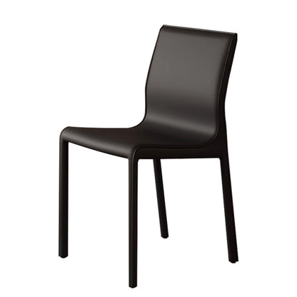 Contemporary Scandinavian Rectangular Carbon Steel Saddle Leather Sponge Dining Chair Backrest Armless For Dining Room