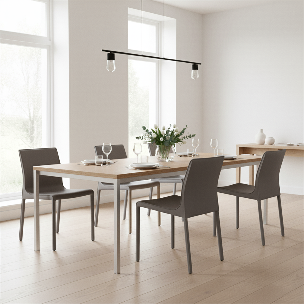 Contemporary Scandinavian Rectangular Carbon Steel Saddle Leather Sponge Dining Chair Backrest Armless For Dining Room